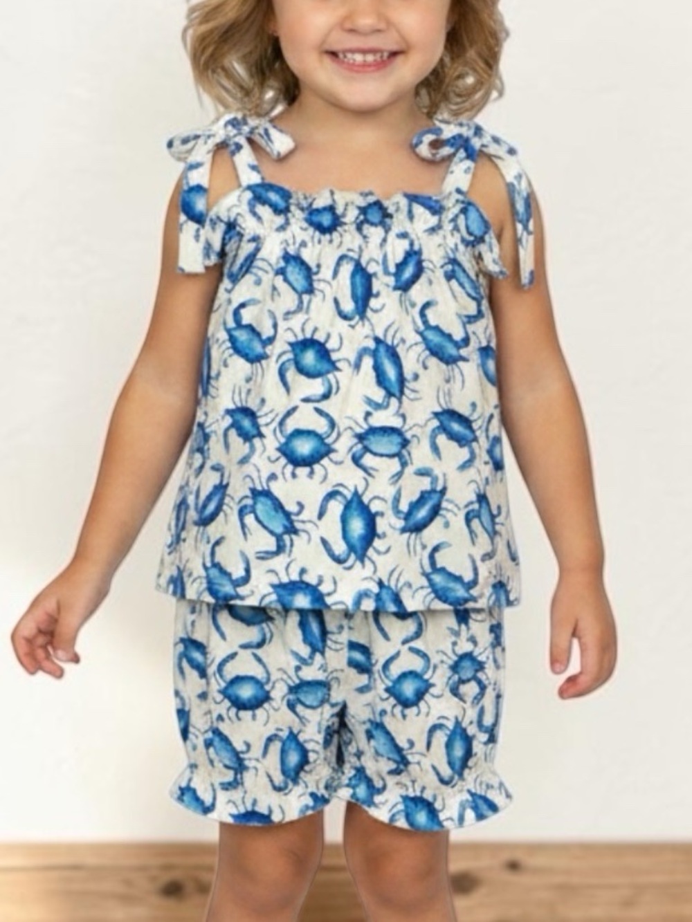 Southern Slumber cute blue crab set with white bamboo viscose NWT